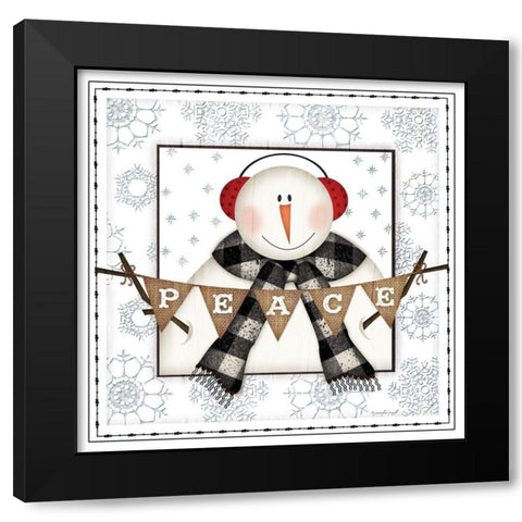 Peace Snowman Black Modern Wood Framed Art Print with Double Matting by Pugh, Jennifer