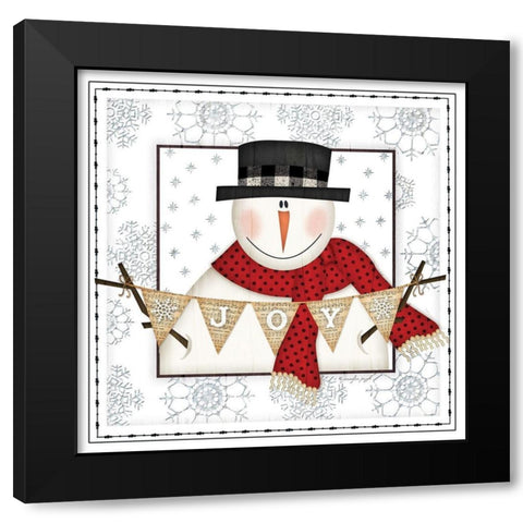 Joy Snowman Black Modern Wood Framed Art Print by Pugh, Jennifer