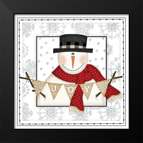 Joy Snowman Black Modern Wood Framed Art Print by Pugh, Jennifer