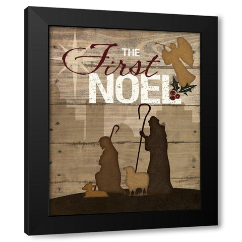 First Noel Black Modern Wood Framed Art Print with Double Matting by Pugh, Jennifer