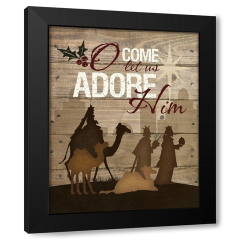 Let Us Adore Him Black Modern Wood Framed Art Print with Double Matting by Pugh, Jennifer