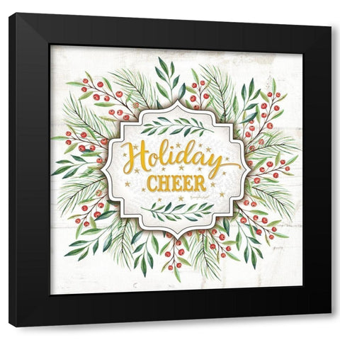 Holiday Cheer Black Modern Wood Framed Art Print by Pugh, Jennifer