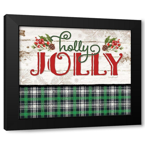 Holly Jolly Black Modern Wood Framed Art Print with Double Matting by Pugh, Jennifer