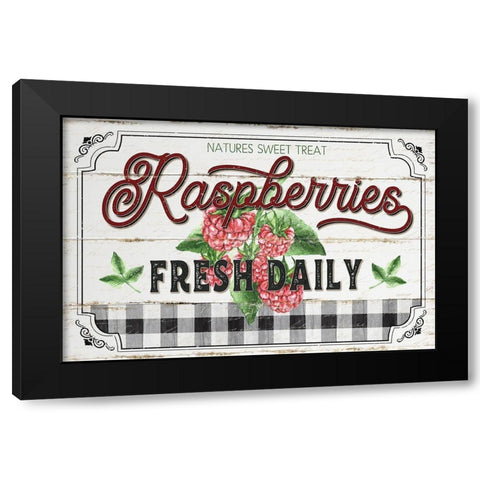 Raspberries Black Modern Wood Framed Art Print by Pugh, Jennifer