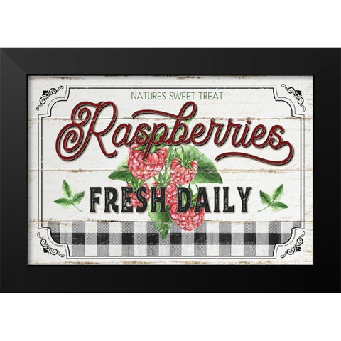 Raspberries Black Modern Wood Framed Art Print by Pugh, Jennifer