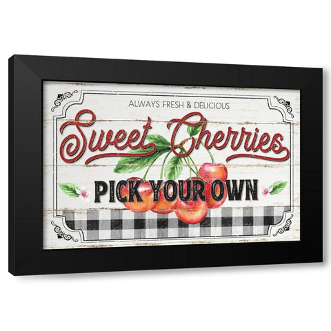 Sweet Cherries Black Modern Wood Framed Art Print by Pugh, Jennifer