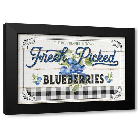 Blueberries Black Modern Wood Framed Art Print with Double Matting by Pugh, Jennifer
