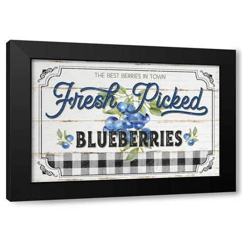 Blueberries Black Modern Wood Framed Art Print by Pugh, Jennifer