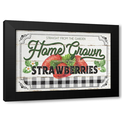 Home Grown Strawberries Black Modern Wood Framed Art Print by Pugh, Jennifer