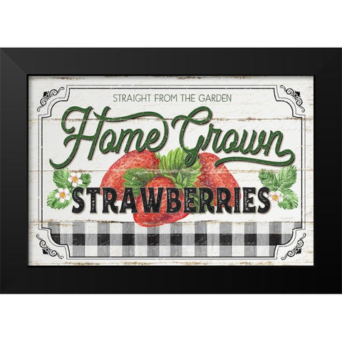 Home Grown Strawberries Black Modern Wood Framed Art Print by Pugh, Jennifer