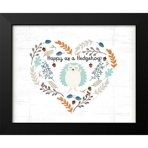 Happy as a Hedgehog Black Modern Wood Framed Art Print by Pugh, Jennifer