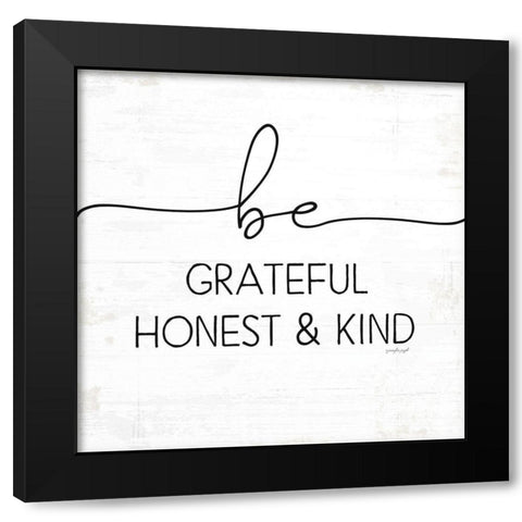 Be Grateful Black Modern Wood Framed Art Print by Pugh, Jennifer