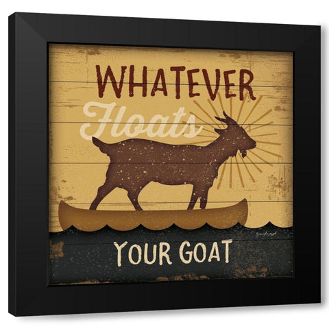 Floats Your Goat Black Modern Wood Framed Art Print with Double Matting by Pugh, Jennifer