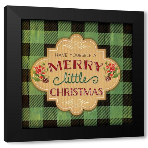 Merry Little Christmas Black Modern Wood Framed Art Print with Double Matting by Pugh, Jennifer