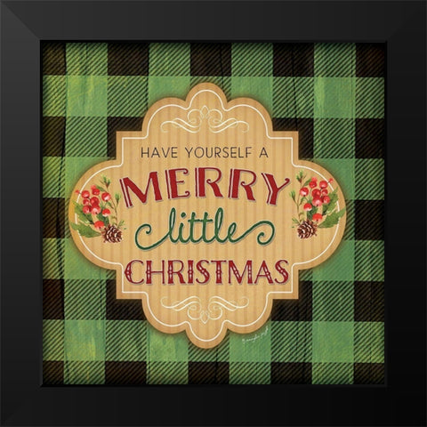 Merry Little Christmas Black Modern Wood Framed Art Print by Pugh, Jennifer