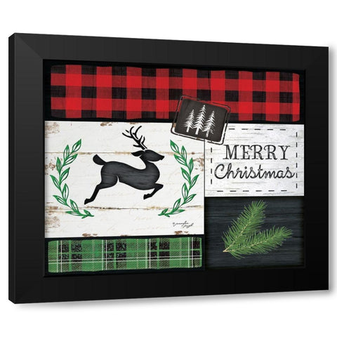 Merry Christmas Black Modern Wood Framed Art Print by Pugh, Jennifer