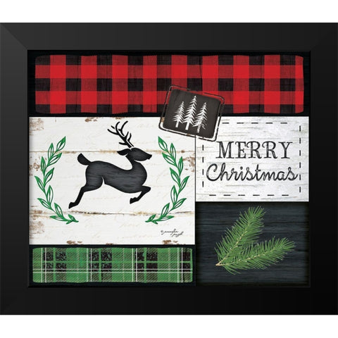 Merry Christmas Black Modern Wood Framed Art Print by Pugh, Jennifer