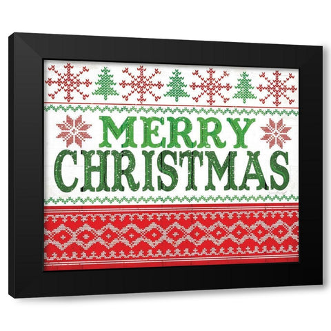 Merry Christmas Black Modern Wood Framed Art Print by Pugh, Jennifer