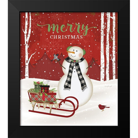 Merry Christmas Black Modern Wood Framed Art Print by Pugh, Jennifer