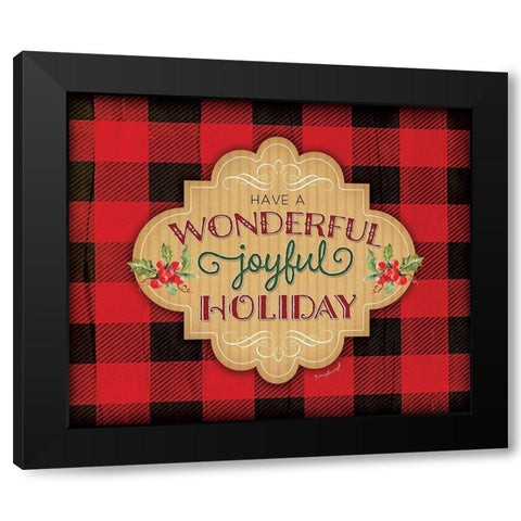 Wonderfully, Joyful Holiday Black Modern Wood Framed Art Print by Pugh, Jennifer