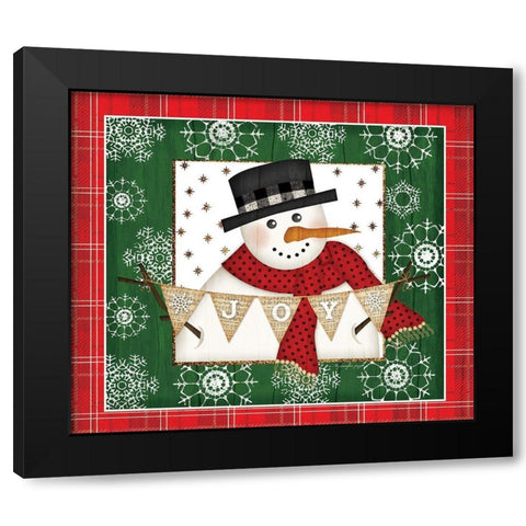 Joy Snowman Black Modern Wood Framed Art Print with Double Matting by Pugh, Jennifer