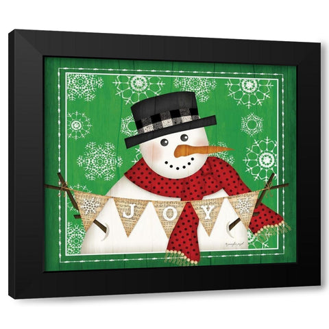 Joy Snowman Black Modern Wood Framed Art Print by Pugh, Jennifer