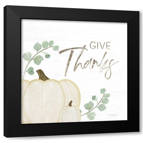 Give Thanks Black Modern Wood Framed Art Print with Double Matting by Pugh, Jennifer