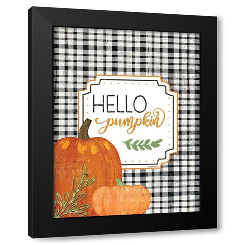 Hello Pumpkin Black Modern Wood Framed Art Print with Double Matting by Pugh, Jennifer