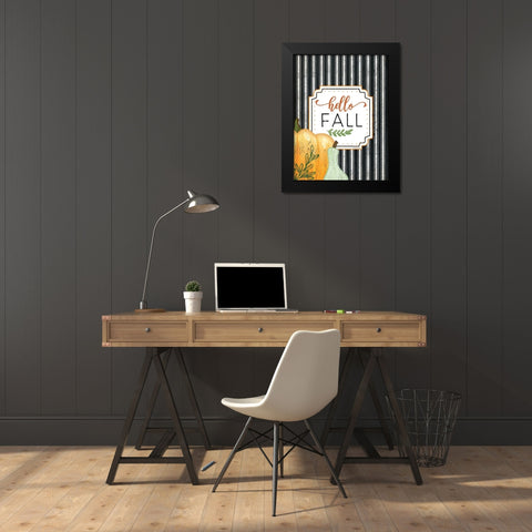 Hello Fall Black Modern Wood Framed Art Print by Pugh, Jennifer