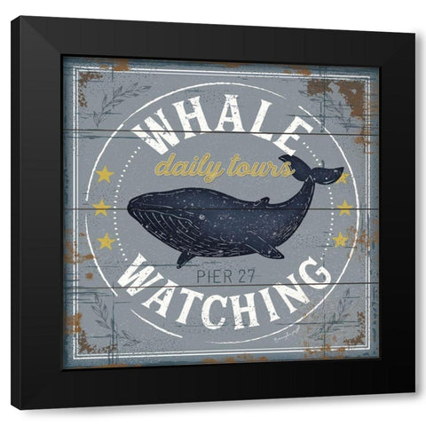 Whale Watching Black Modern Wood Framed Art Print with Double Matting by Pugh, Jennifer