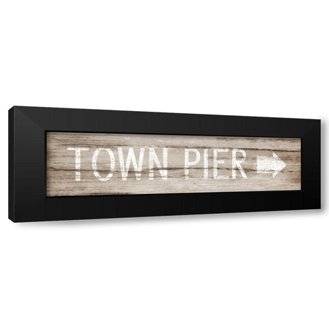 Town Pier Black Modern Wood Framed Art Print with Double Matting by Pugh, Jennifer