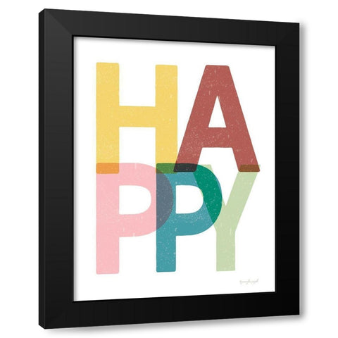 Happy Black Modern Wood Framed Art Print by Pugh, Jennifer