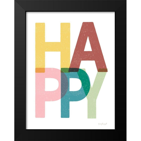 Happy Black Modern Wood Framed Art Print by Pugh, Jennifer