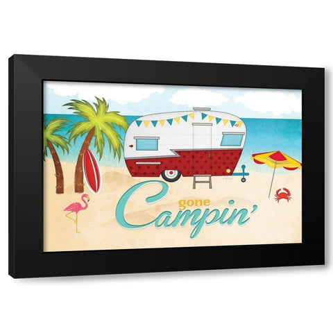 Beach Campin Black Modern Wood Framed Art Print by Pugh, Jennifer