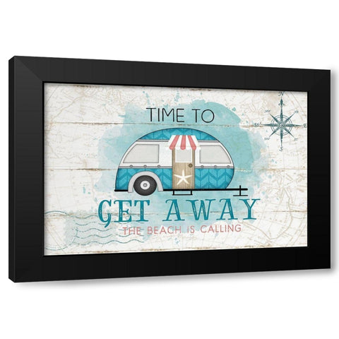 Time to Get Away Black Modern Wood Framed Art Print with Double Matting by Pugh, Jennifer