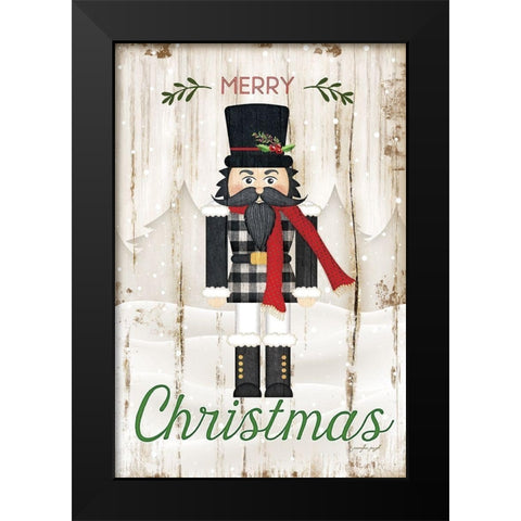 Merry Christmas Black Modern Wood Framed Art Print by Pugh, Jennifer