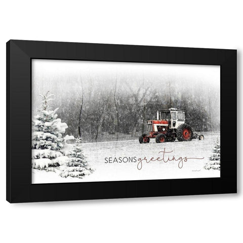 Seasons Greetings Black Modern Wood Framed Art Print with Double Matting by Pugh, Jennifer