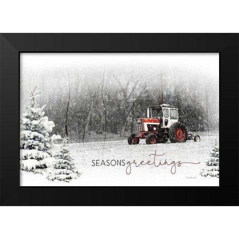 Seasons Greetings Black Modern Wood Framed Art Print by Pugh, Jennifer