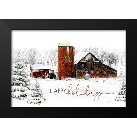 Happy Holidays Barn Black Modern Wood Framed Art Print by Pugh, Jennifer