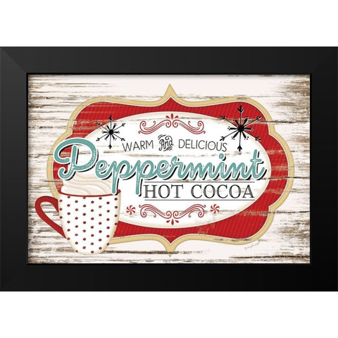 Peppermint Hot Cocoa Black Modern Wood Framed Art Print by Pugh, Jennifer