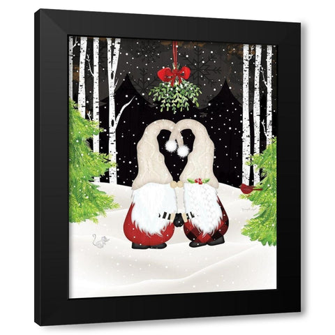 Gnome Kisses Black Modern Wood Framed Art Print by Pugh, Jennifer