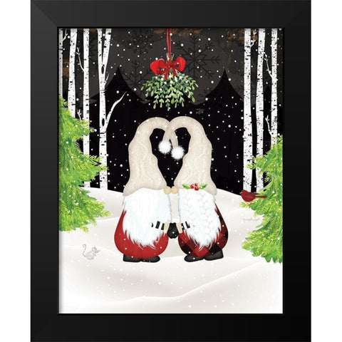 Gnome Kisses Black Modern Wood Framed Art Print by Pugh, Jennifer