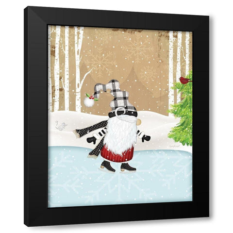 Skating Gnome Black Modern Wood Framed Art Print with Double Matting by Pugh, Jennifer