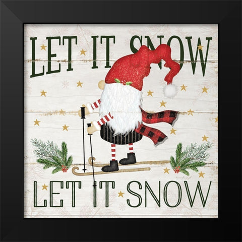 Let it Snow Gnome Black Modern Wood Framed Art Print by Pugh, Jennifer