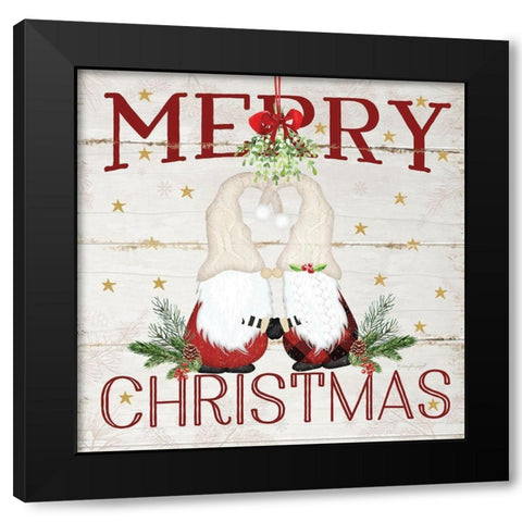 Gnome Mistletoe Black Modern Wood Framed Art Print with Double Matting by Pugh, Jennifer