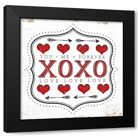 XOXO Black Modern Wood Framed Art Print by Pugh, Jennifer