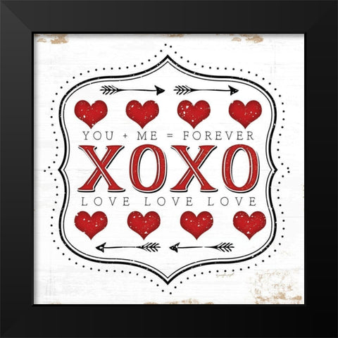 XOXO Black Modern Wood Framed Art Print by Pugh, Jennifer