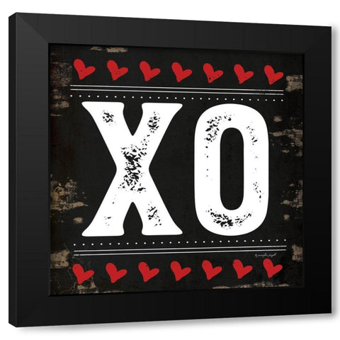 XO  Black Modern Wood Framed Art Print by Pugh, Jennifer