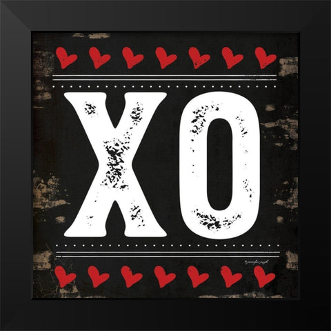 XO  Black Modern Wood Framed Art Print by Pugh, Jennifer