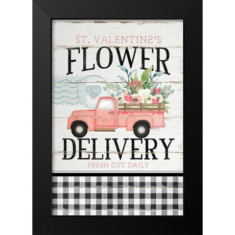 Flower Delivery Black Modern Wood Framed Art Print by Pugh, Jennifer